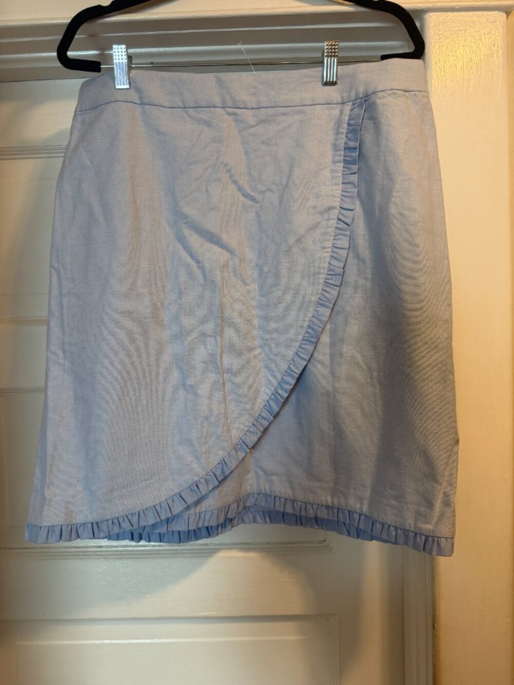 J.Crew light blue linen ruffle skirt